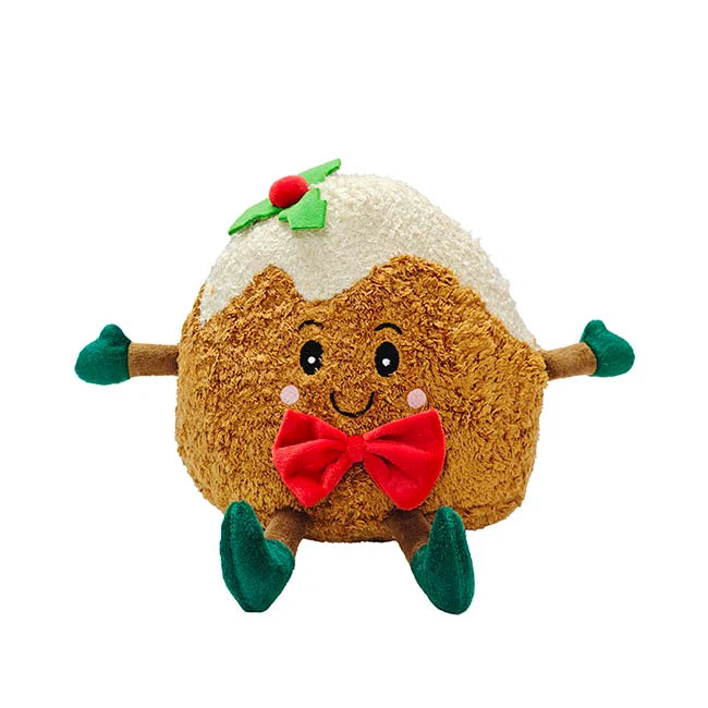 CHRISTMAS PUDDING PLUSH SOFT TOY BROWN (20cm)