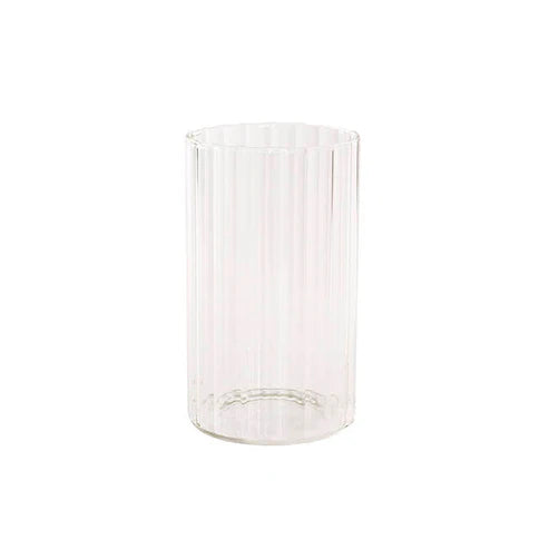GLASS CYLINDER VASE RIBBED CLEAR