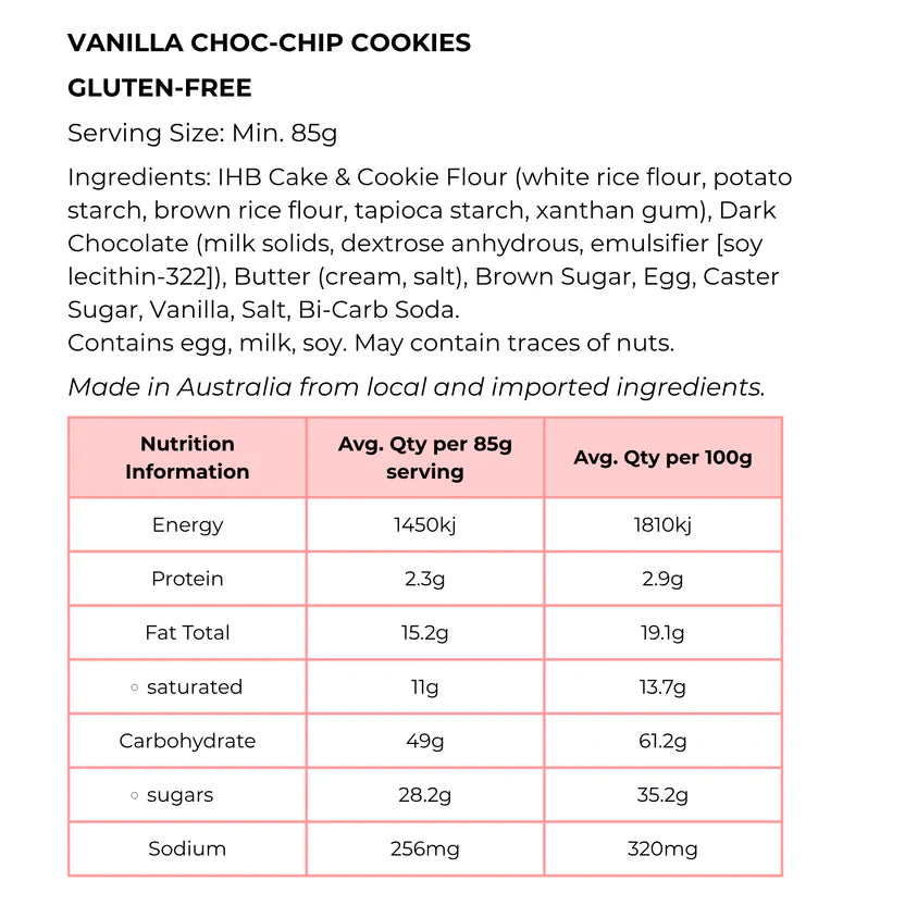 I ❤️ Brownies Vanilla Choc-Chip Cookies 6 pack