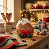 CHRISTMAS PUDDING PLUSH SOFT TOY BROWN (20cm)