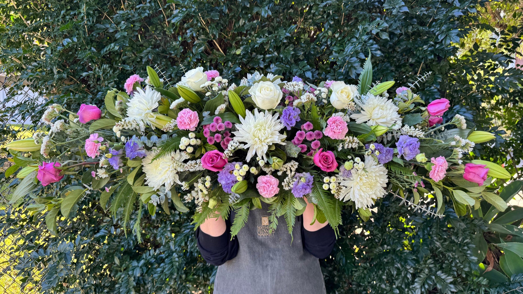 MAUVE & WHITE CASKET SPRAY