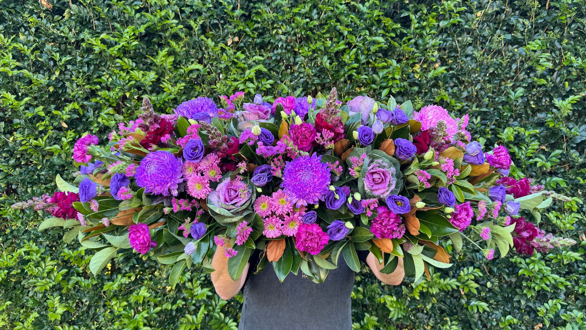 PURPLE CASKET SPRAY