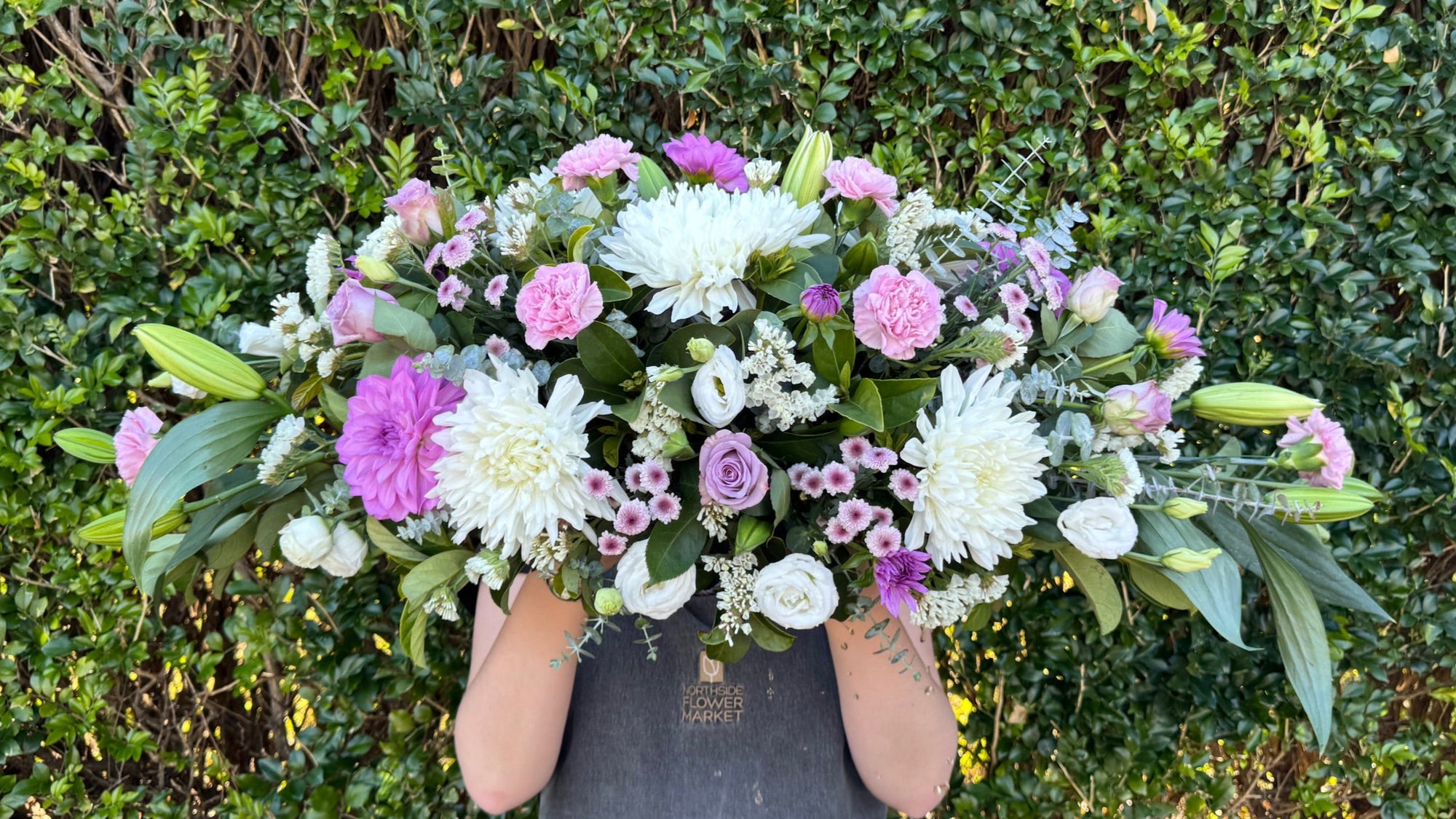 MAUVE & WHITE CASKET SPRAY