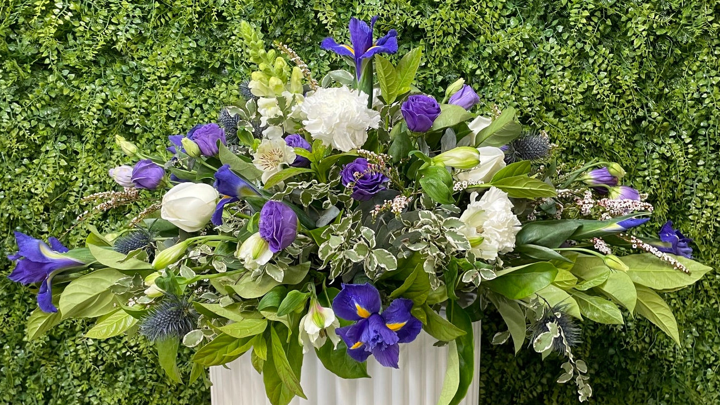 SWEET BLUE & WHITE CASKET SPRAY