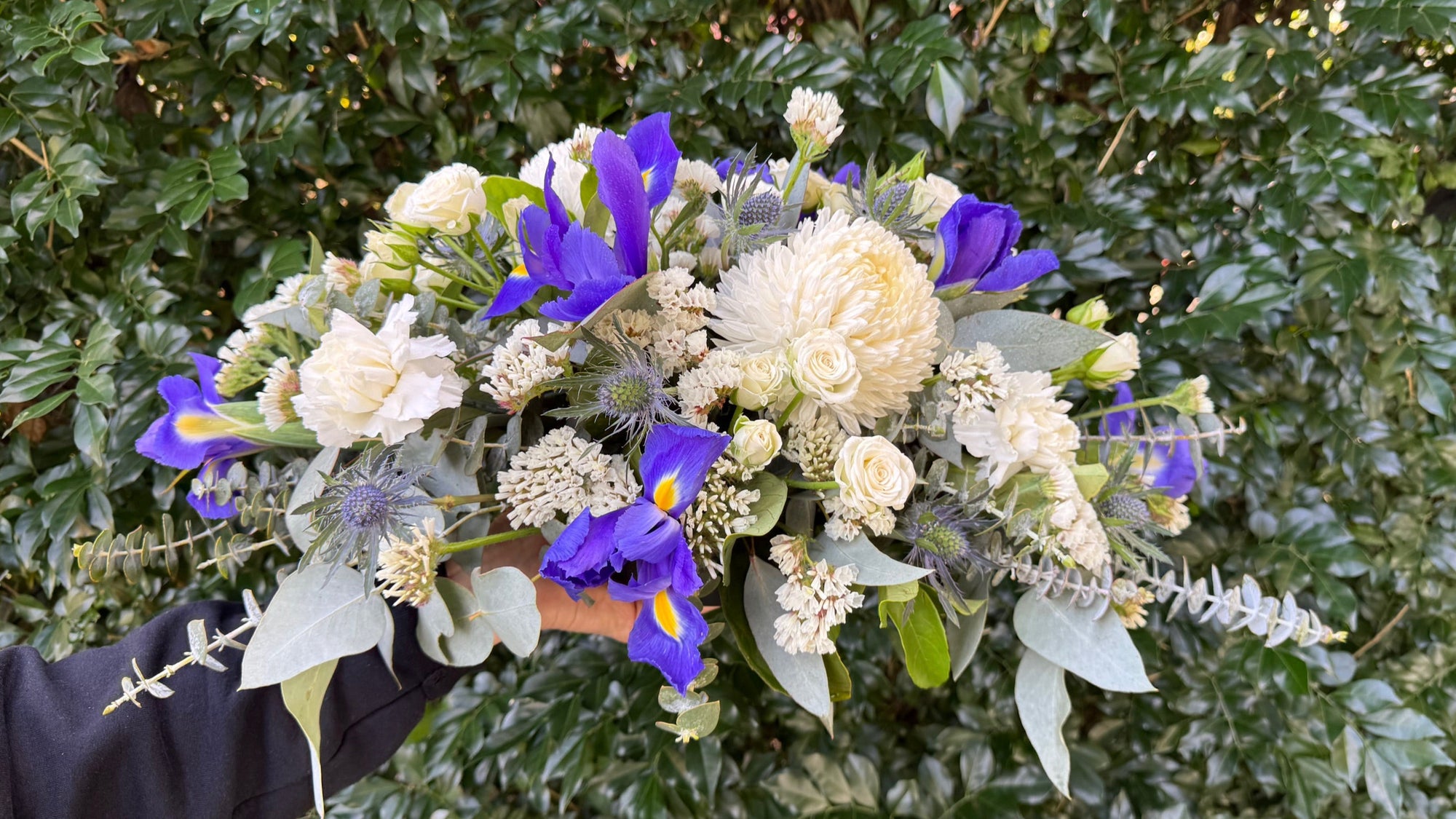 SWEET BLUE & WHITE CASKET SPRAY
