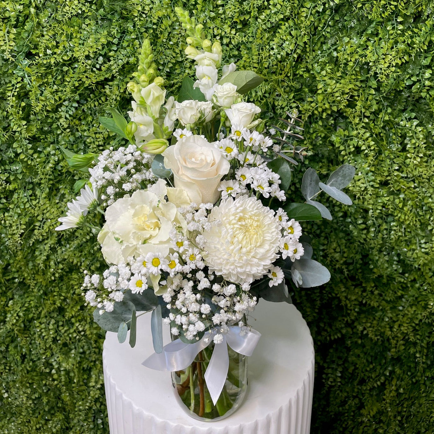 WHITE FLORAL JAR