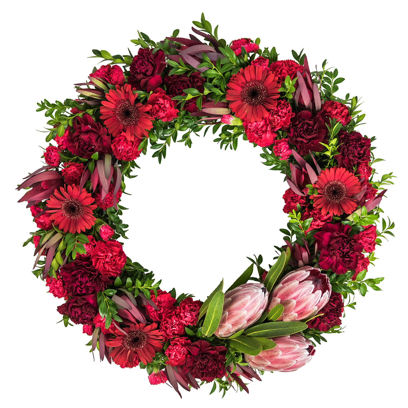 LARGE RED WREATH W/ NATIVE FEATURE 42.5cm
